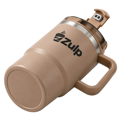 Zulp 40 oz Brown Insulated Coffee Tumbler with Handle, Lid and Straw