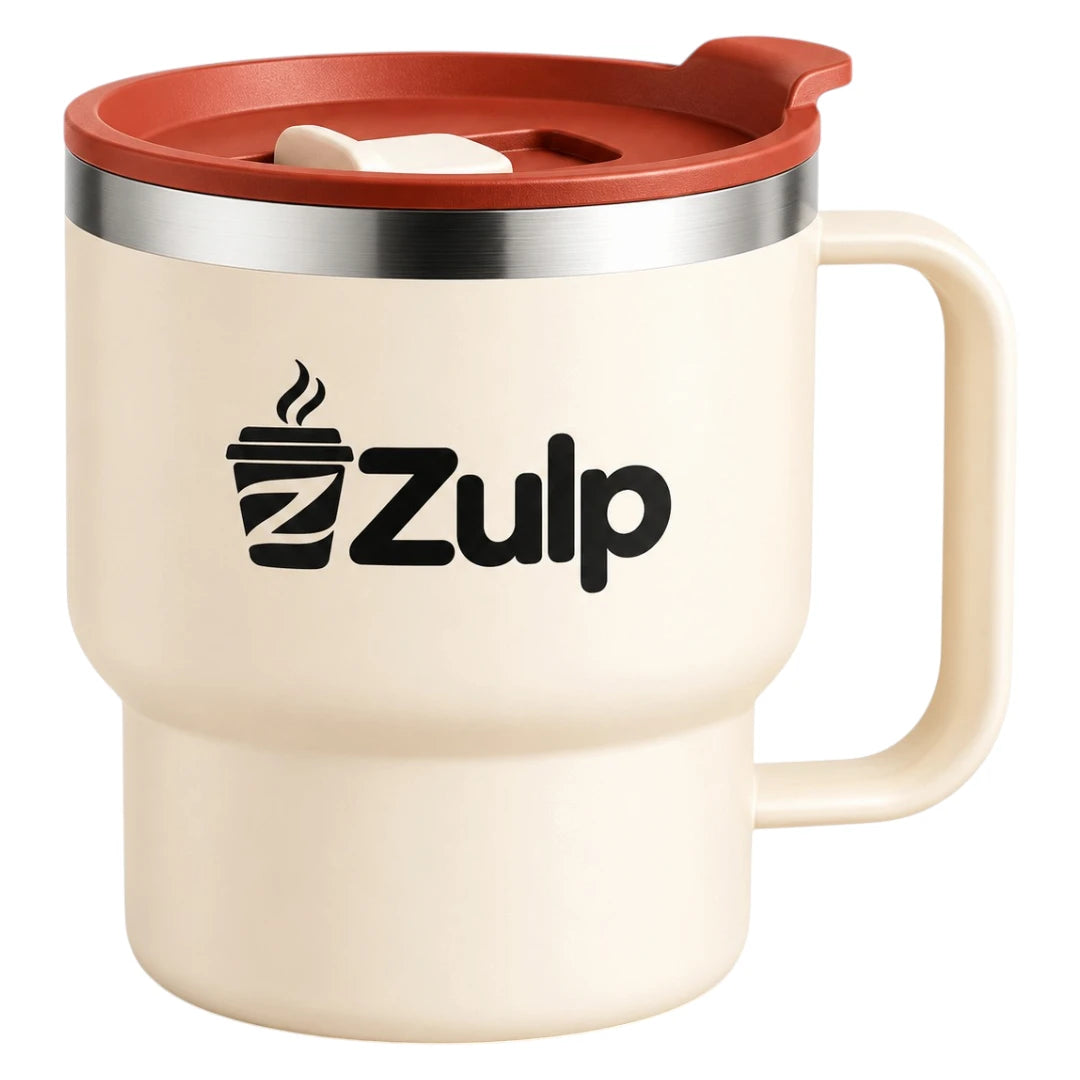 Zulp Cream Coffee Mug with Terracotta Lid