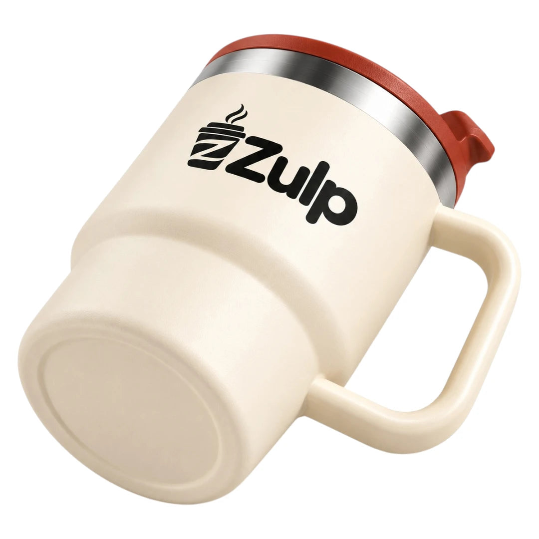 Zulp Cream Coffee Mug with Terracotta Lid