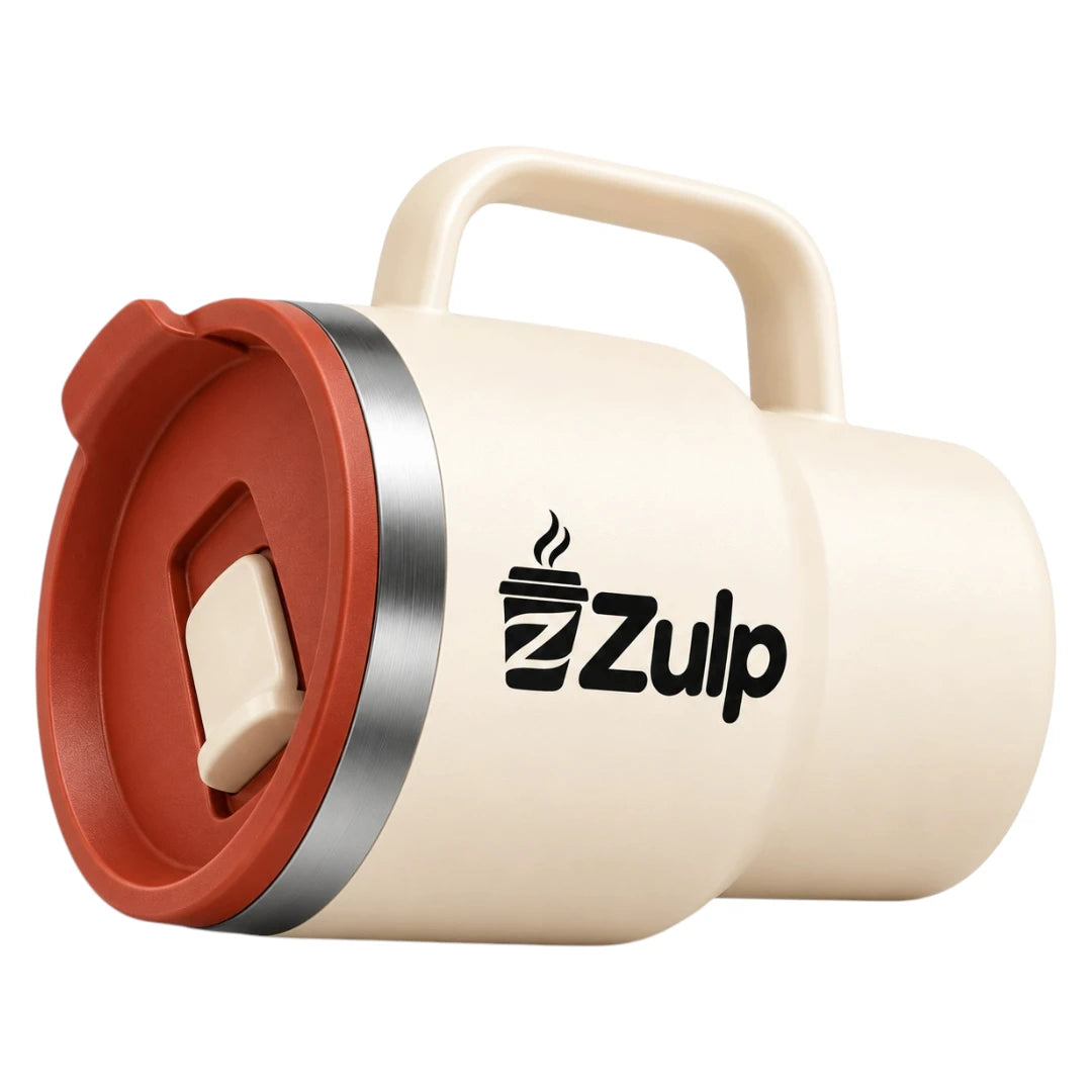 Zulp Cream Coffee Mug with Terracotta Lid