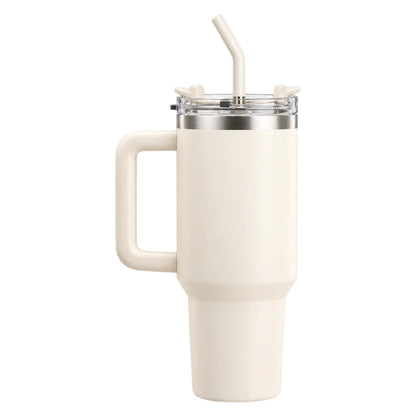 Zulp Cream Coffee Tumbler with Handle, Lid and Straw
