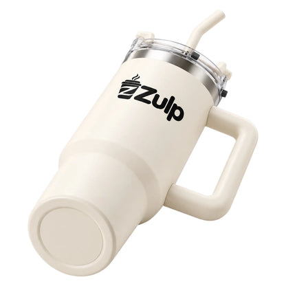 Zulp Cream Coffee Tumbler with Handle, Lid and Straw