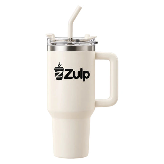 Zulp Cream Coffee Tumbler with Handle, Lid and Straw